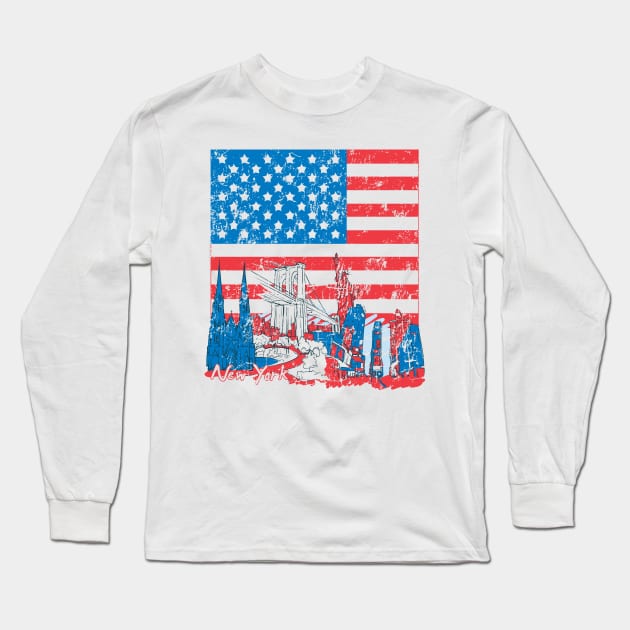 American Flag Long Sleeve T-Shirt by NiceIO